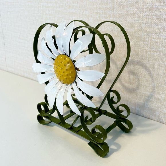 Vintage 60s 70s Metal Daisy Napkin Holder, Mid Century Kitchen, Cottagec… - Picture 2 of 5